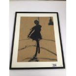 THOMAS O'DONNELL A FRAMED AND GLAZED PEN AND WASH OF A BALLERINA, H52CM X W42CM