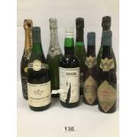 A MIXED LOT OF VINTAGE ALCOHOL, INCLUDING LANSON BLACK LABEL CHAMPAGNE, WARRIOR PORT 1970, TWO