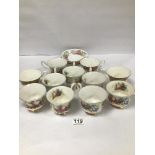 A COLLECTION OF ROYAL ALBERT TEA CUPS AND SAUCERS, INCLUDING COUNTRY FARE SERIES SUSSEX AND KENT,
