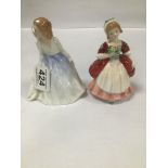 TWO SMALL ROYAL DOULTON FIGURES OF LADIES; VALERIE AND ANDREA, HN 2107 AND HN 3058