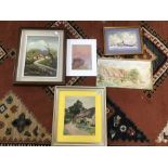 A GROUP OF FIVE TRADITIONAL LANDSCAPES, INCLUDING ONE BY ITALIAN ARTIST PONTICELLI, ANOTHER BY