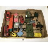 A COLLECTION OF ASSORTED VINTAGE MODEL VEHICLES, INCLUDING DINKY LADY PENELOPE FAB 1, FORD TRANSIT