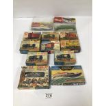 A GROUP OF VINTAGE AIRFIX OO AND HO SCALE MODEL RAILWAY WAGONS AND VANS, INCLUDING SERIES 1 CEMENT