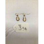 A PAIR OF VICTORIAN 9CT GOLD CAMEO DROP EARRINGS IN ORIGINAL FITTED BOX, 3G