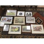 A GROUP OF ASSORTED SPORTING PICTURES AND PRINTS, INCLUDING FOOTBALL, HORSE RACING AND MORE, ALSO