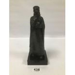 A BRONZE FIGURE "QUEEN NINEVAH" RAISED UPON MARBLE BASE, 28CM HIGH