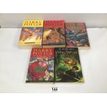 FIVE HARRY POTTER BOOKS BY J.K.ROWLING