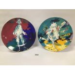 TWO LIMITED EDITION ROYAL DOULTON PLATES FROM A SERIES BY LE ROY NEWMAN; PIERROT AND PUNCHINELLO