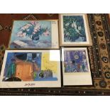 FOUR FRAMED AND GLAZED POSTERS ADVERTISING ARTISTS EXHIBITIONS, INCLUDING VINCENT VAN GOGH AND