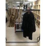 A LADIES ASTRAKA OF LONDON FUR COAT WITH TWO MINK STOLES