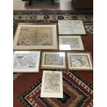 A COLLECTION OF VINTAGE MAPS, FRAMED AND GLAZED, INCLUDING HUNTINGTON SHIRE BY ROB MORDEN, ISLE OF