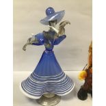 A LARGE MURANO ART GLASS FIGURE OF A DANCING LADY 'GOLDONI' 29.5CM HIGH