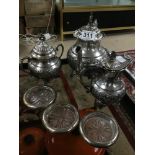 PART PLATED TEA SET MARKED G SILVER PAKISTAN