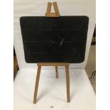 A SMALL TABLETOP CHALKBOARD ON EASEL STAND, 75CM HIGH