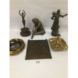 MIXED LOT OF COLLECTABLES, INCLUDING FIGURE OF A BALLERINA, A SEATED LADY AND MORE