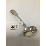 A VICTORIAN SCOTTISH SILVER FIDDLE AND SHELL PATTERN SAUCE LADLE, HALLMARKED EDINBURGH 1846 BY JAMES