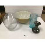 A T.G GREEN & CO GREESLEY MIXING BOWL. 32CM DIAMETER, TOGETHER WITH A GLAZED CERAMIC VASE AND TWO