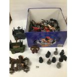 A BOX OF ASSORTED CHILDS TOYS AND FIGURES INCLUDING STAR WARS