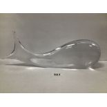A LARGE KOSTA GLASS SCULPTURE OF JONAH AND THE WHALE BY VICKE LINDSTRAND, ETCHED MARK TO BASE