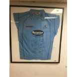 A FRAMED AND GLAZEDSIGNED SUSSEX SHARKS SHIRT XL 77 X 84 CMS