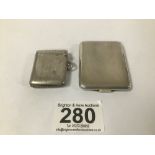 AN EARLY 20TH CENTURY SILVER MATCHBOOK CASE WITH ENGINE TURNED DECORATION TO THE OUTSIDE AND A