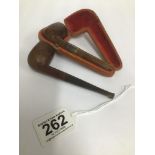 AN EARLY 20TH CENTURY TOBACCO PIPE WITH SILVER COLLAR DATED BIRMINGHAM 1912, IN ORIGINAL CASE,