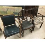 THREE 20TH CENTURY ARM CHAIRS