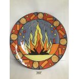 A LORNA BAILEY CERAMIC CHARGER PROTOTYPE "BONFIRE NIGHT" SIGNED AND DATED TO THE REVERSE 23/8/99,