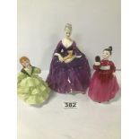 TWO ROYAL DOULTON FIGURES OF LADIES; CHARLOTTE HN 2421 AND VANITY HN 2475, TOGETHER WITH A ROYAL