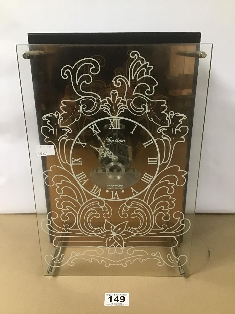 A VINTAGE INNERMOST FANTOME GHOST CLOCK IN ORIGINAL BOX, QUARTZ MOVEMENT, 37CM HIGH