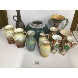 AN ASSORTMENT OF VINTAGE CERAMIC AND POTTERY ITEMS, INCLUDING CHINESE VASE, UNUSUAL ART POTTERY