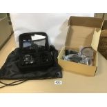 AN APEMAN MODEL A70 ACTION CAMERA, 1080P, WITH NUMEROUS ACCESSORIES INCLUDING WATERPROOF CASE AND