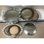 AN ASSORTMENT OF VINTAGE WALL MIRRORS, MOST OF CIRCULAR FORM, SOME FRAMED