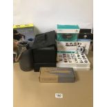 ASSORTED TECH ITEMS, INCLUDING LOGITECH WEBCAM C170, CAMKIK UNIVERSAL CAMERA LENS KIT WITH LED