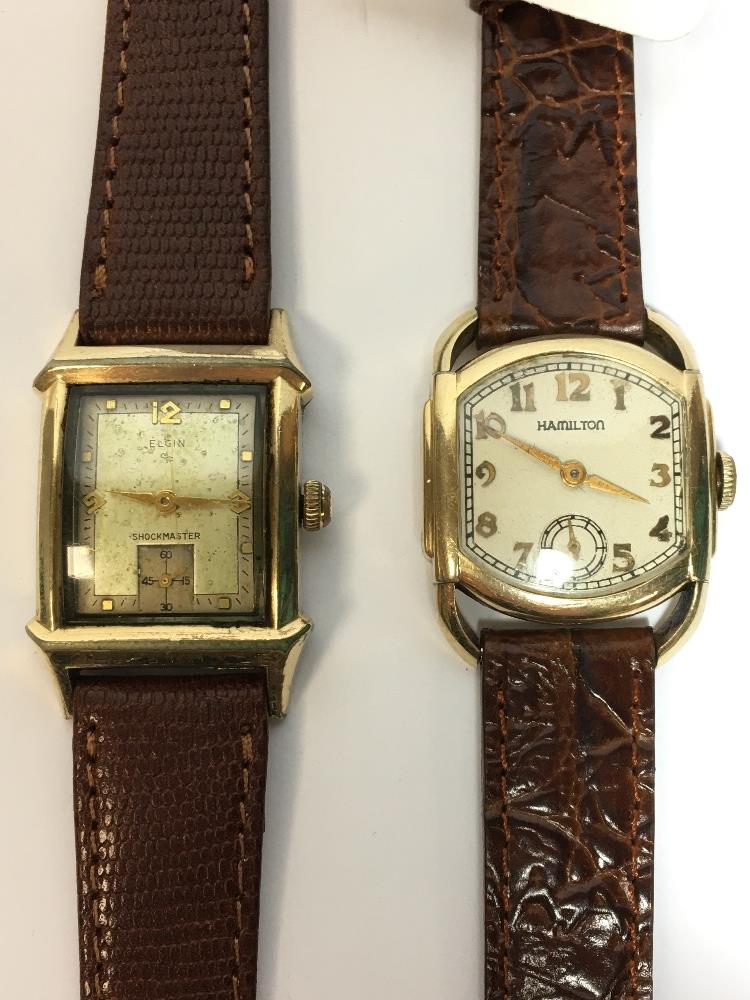 A VINTAGE HAMILTON 10K GOLD FILLED MANUAL WIND WRISTWATCH, 17 JEWEL MOVEMENT REF 987A, 0162555, - Image 2 of 5