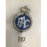 AN RAC CAR BADGE/MASCOT BY H.B SALE LTD OF BIRMINGHAM