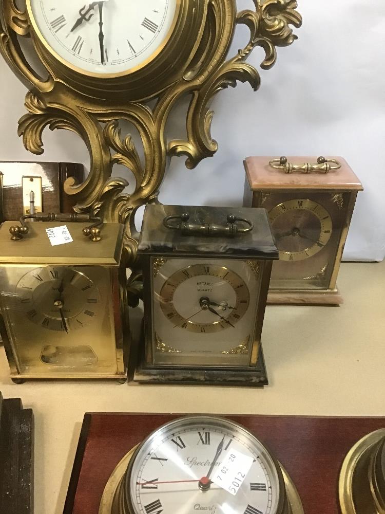 A COLLECTION OF VINTAGE CARRIAGE CLOCKS AND WALL BAROMETERS, INCLUDING METAMEC, SHORTLAND SMITHS AND - Image 3 of 5