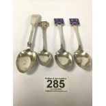 A PAIR OF SILVER TEASPOONS WITH ENAMEL COAT OF ARMS TO THE TERMINALS, HALLMARKED BIRMINGHAM 1934