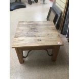 A SQUARE MEXICAN PINE COFFEE TABLE, 60CM DIAMETER