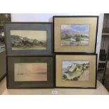 FOUR 20TH CENTURY WATERCOLOURS OF TRADITIONAL BRITISH COUNTRYSIDE AND SEA SCAPES, TWO SIGNED R.