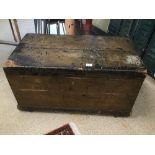 A VICTORIAN PINE STORAGE CHEST WITH TRAYS WITH ORIGINAL KEY