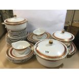 A JLMENAU GRAF VON HENNEBERG PORCELAIN DINNER SERVICE WITH GILT DECORATION, INCLUDING PLATES, LIDDED