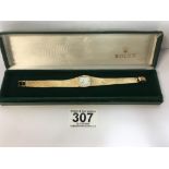 A 1970'S 9CT GOLD LADIES ROLEX PRECISION WRISTWATCH ON ORIGINAL 9CT GOLD MESH STRAP WITH ROLEX