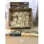 A LARGE BOX OF LOOSE CIGARETTE AND TEA CARDS, TOGETHER WITH TWO EMPTY AIRFIX BOXES AND ANOTHER