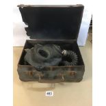 A WWII ERA SIEBE GORMAN "PURETHA" GAS MASK IN ORIGINAL BOX