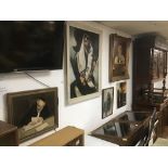 A COLLECTION OF JEWISH OIL PAINTINGS OF RABBI'S, LARGEST 91CM BY 69CM