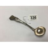 A GEORGIAN SILVER SAUCE LADLE WITH FIDDLE AND SHELL PATTERN HANDLE, HALLMARKED LONDON 1836, MAKERS
