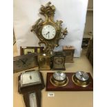 A COLLECTION OF VINTAGE CARRIAGE CLOCKS AND WALL BAROMETERS, INCLUDING METAMEC, SHORTLAND SMITHS AND