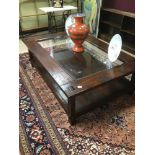 A LARGE TEAK LOMBOK COFFEE TABLE 160 X 110 X 50CMS