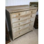 A BLEACHED OAK CHEST OF TWO OVER FOUR DRAWERS, 120CM HIGH BY 106CM WIDE